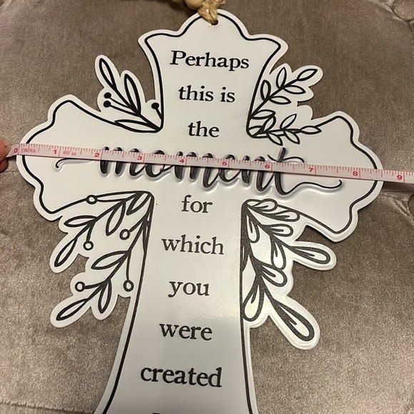 White metal cross wall art, black lettering, new - Picture 3 of 5